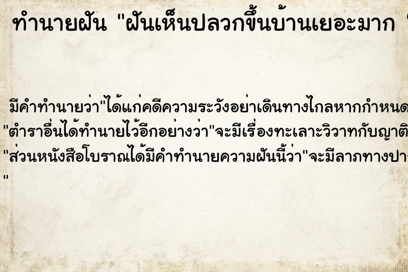 ทำนายฝันทำนายฝันฝันเห็นปลวกขึ้นบ้านเยอะมาก